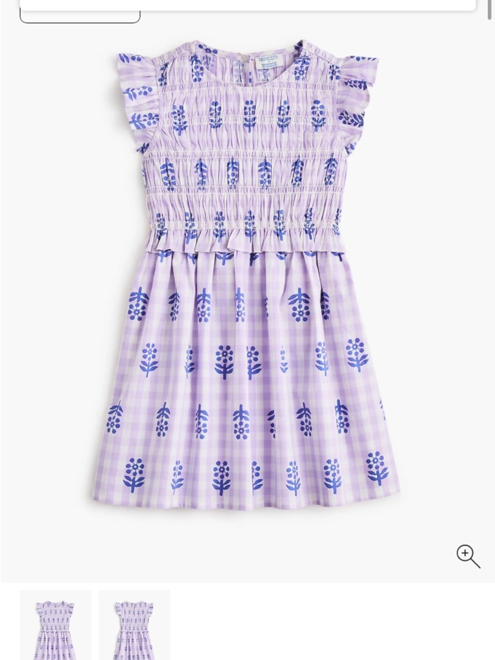 J. Crew Factory Lavender Gingham Dress with Blue Floral Print